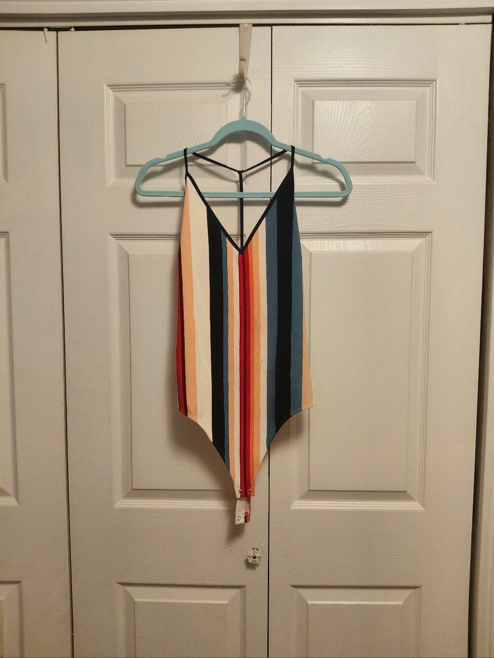Express Multicolor Striped V-Neck Bodysuit